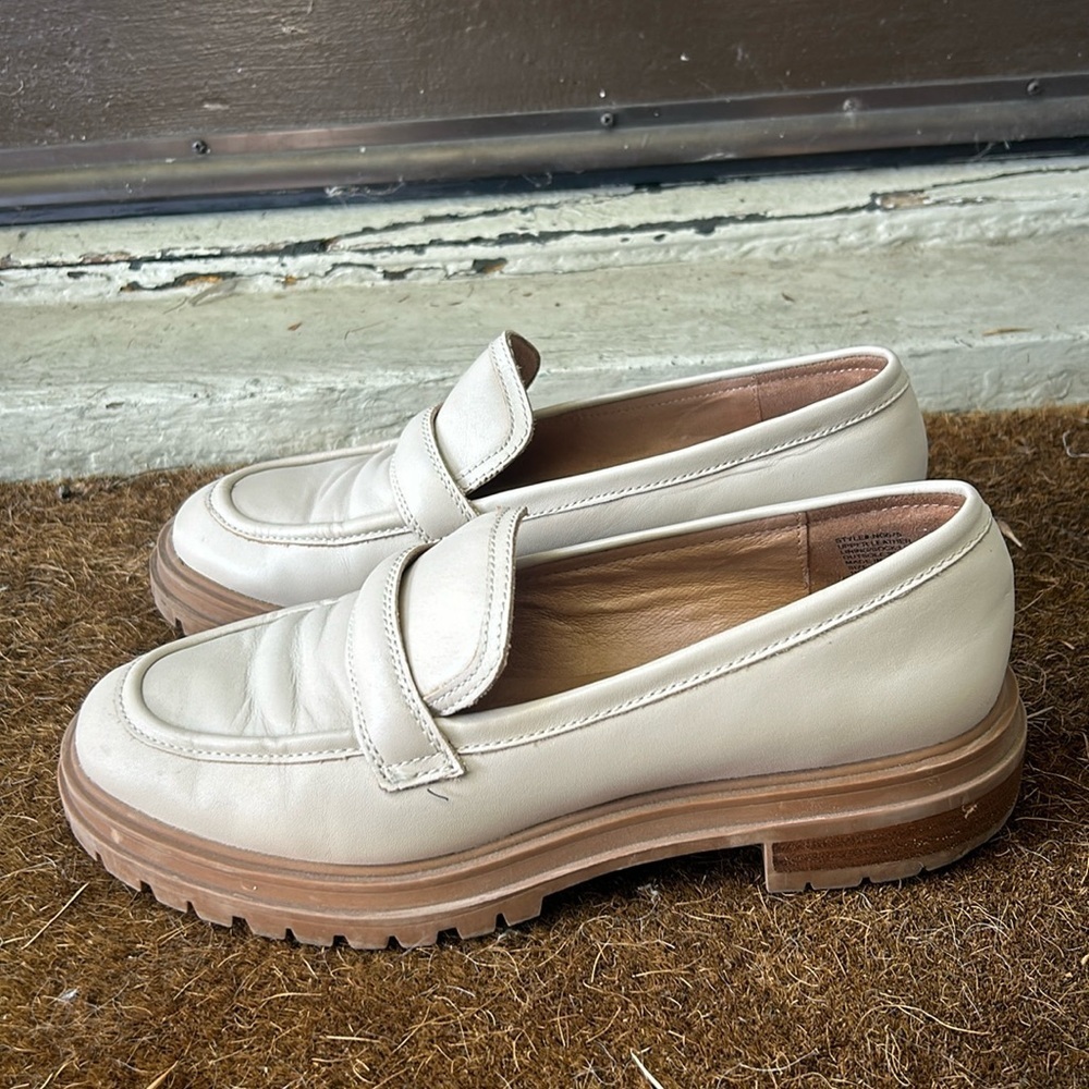 Madewell Cream Leather Loafers